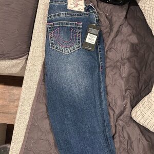 True Religion Dark Blue Jeans with Pink Accents